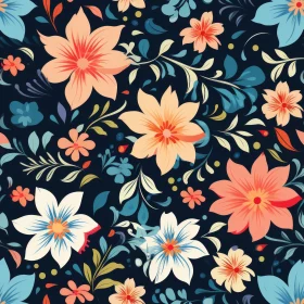 Dark Blue Floral Seamless Pattern