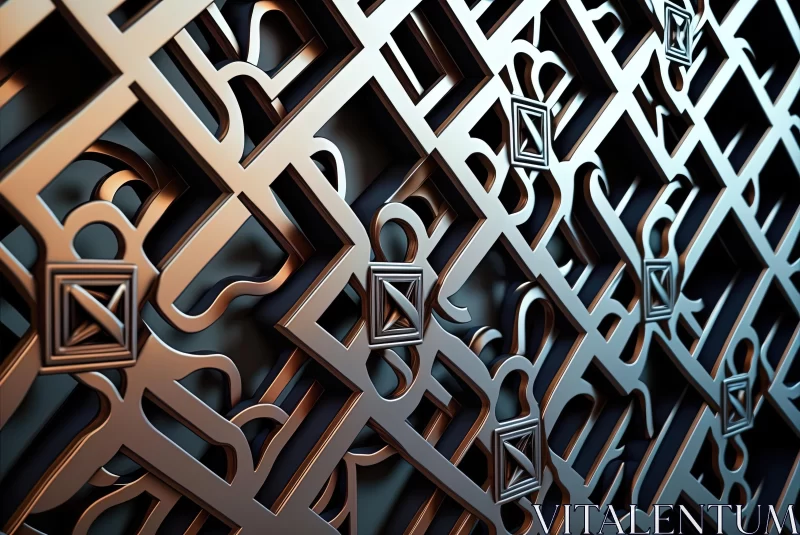 Mesmerizing 3D Metal Panel Art: Interlocking Symbols & Bold Patterns AI Image