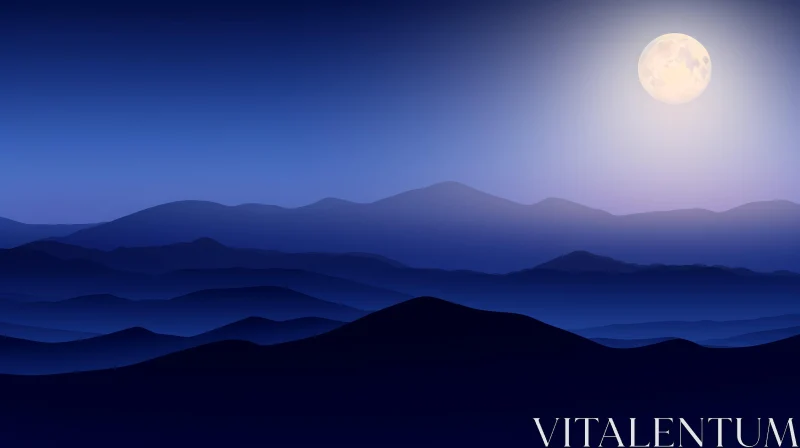AI ART Mysterious Mountain Range at Night - Serene Landscape