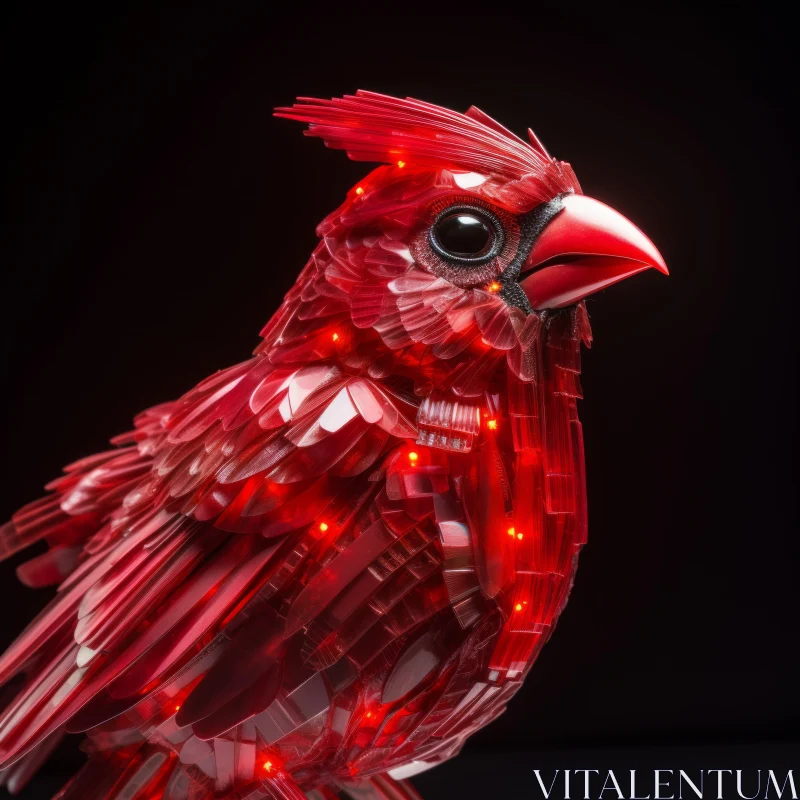 Red LED Cardinal: A Shining Example of Technological Artistry AI Image