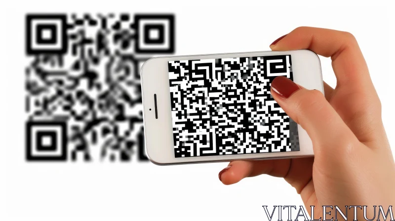 Scanning QR Code with White Smartphone - Minimalistic Technology Image AI Image