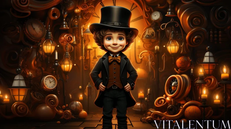 Steampunk Young Boy Illustration - Whimsical Adventure Theme AI Image