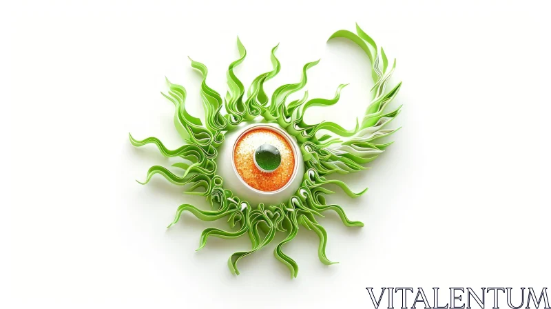 Vibrant 3D Eyeball Art: Green and Orange | Surreal Abstract AI Image