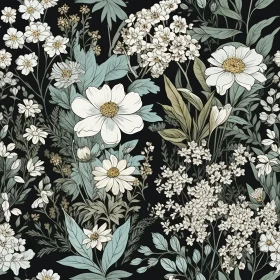 Vintage Floral Seamless Pattern - Dark Background