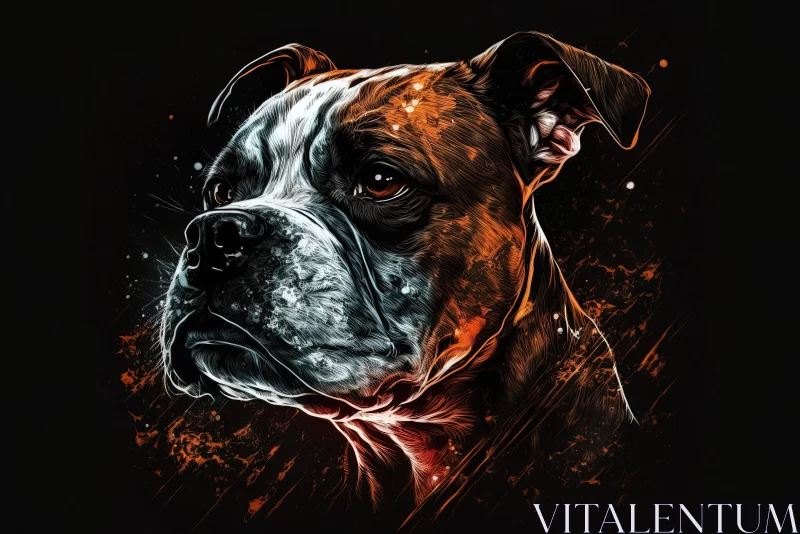 Boxer Dog Artwork: Intense and Hyper-Detailed Illustration AI Image