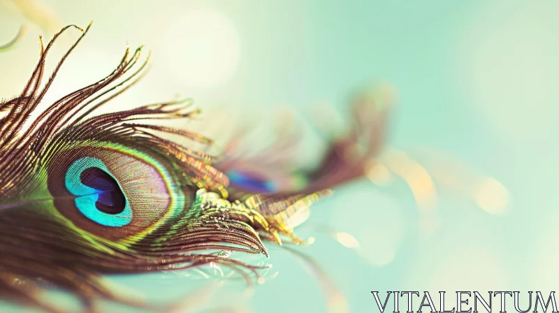 Close-up Peacock Feather with Vibrant Colors | Dreamlike and Ethereal AI Image