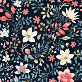 Dark Blue Floral Pattern - Seamless Design