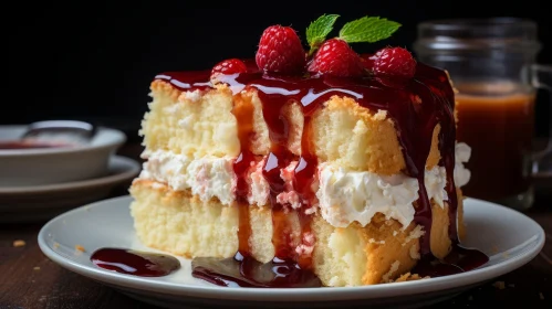Delicious Raspberry Cake on Plate