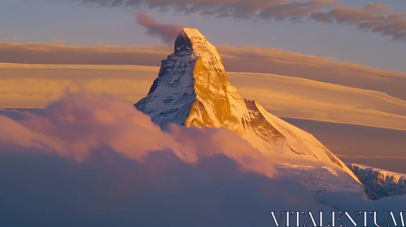 Majestic Matterhorn: Alpine Beauty in Snow AI Image