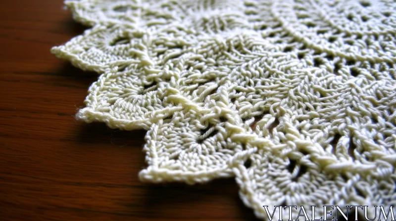 White Crocheted Doily Close-up | Floral Pattern | Fine Cotton Thread AI Image