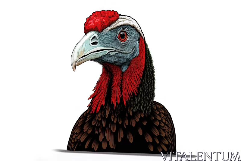 Adorable Turkey Portrait in Papua New Guinea Art Style AI Image