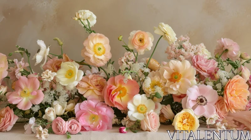 Beautiful Floral Arrangement in Shades of Pink and Cream AI Image