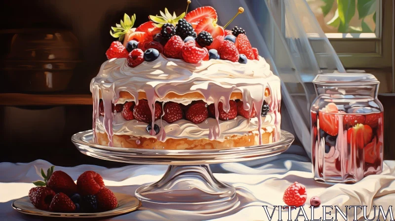 AI ART Delicious Berry Cake - Artistic Delight