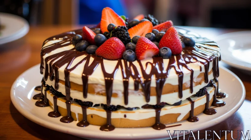 Delicious Cake with Fresh Berries: A Sweet Delight AI Image