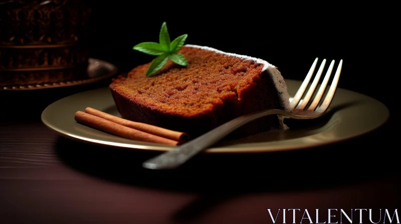 Delicious Gingerbread Cake with Mint and Cinnamon AI Image