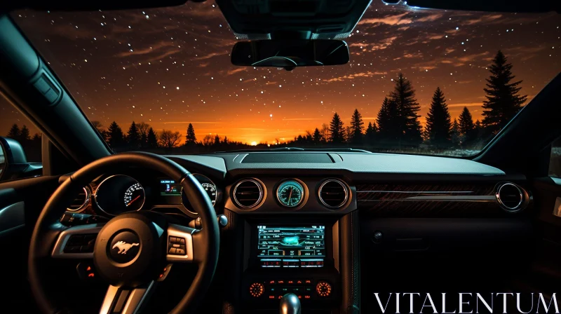 Enchanting Forest Night: Ford Mustang Interior AI Image