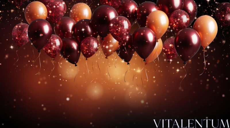 Red and Gold Balloons 3D Rendering AI Image