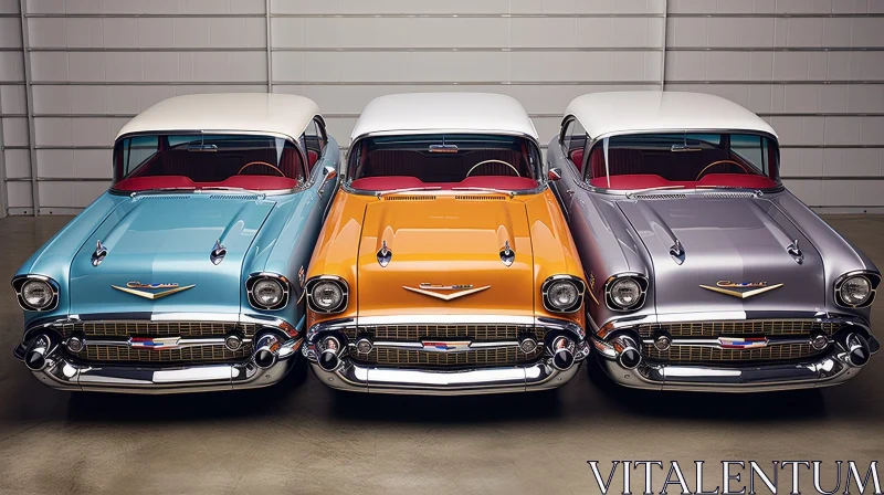 Vintage Chevrolet Cars in Garage AI Image