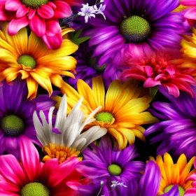 Colorful Daisies Seamless Pattern