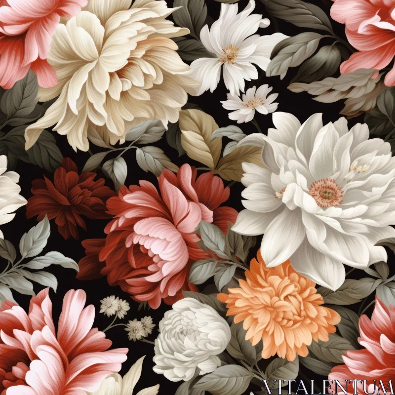 AI ART Dark Floral Seamless Pattern - Home Decor Fabric Wallpaper