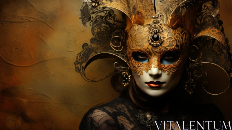 Elegant Woman in Enchanting Venetian Mask AI Image