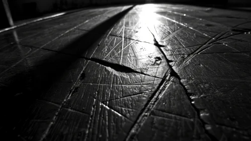 Enchanting Close-Up: Aged Wooden Table Bathed in Soft Illumination