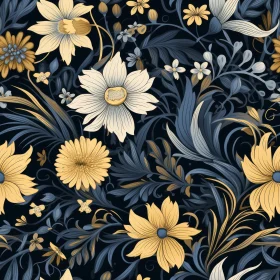 Floral Pattern on Dark Blue Background