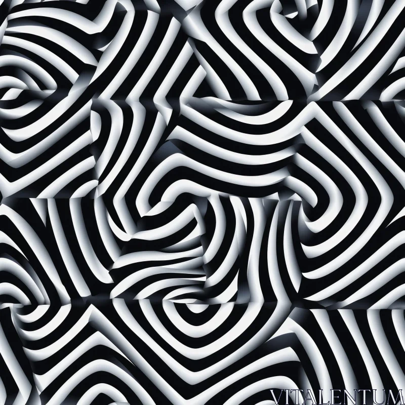 AI ART Monochrome Stripes with Distortion Effect