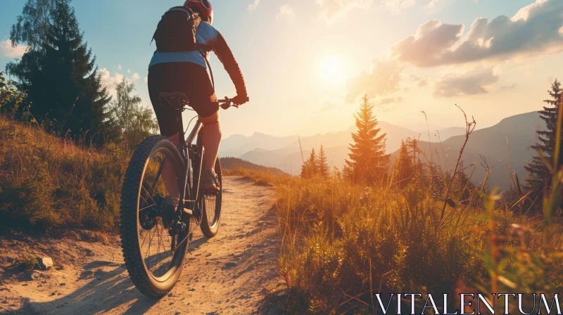 Mountain Bike Adventure at Sunset AI Image