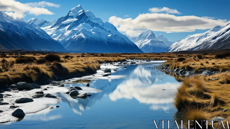 AI ART Mountain River Landscape Photo