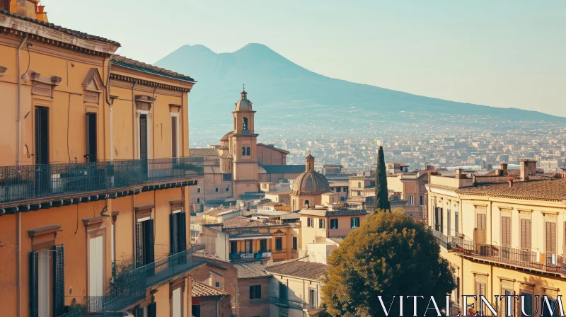 Naples, Italy - Cityscape with Mount Vesuvius | Landmarks View AI Image