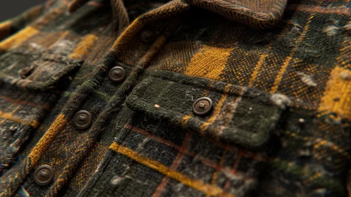 Close-Up of a Well-Worn Plaid Flannel Shirt