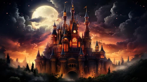 Dark Fantasy Castle and Moon