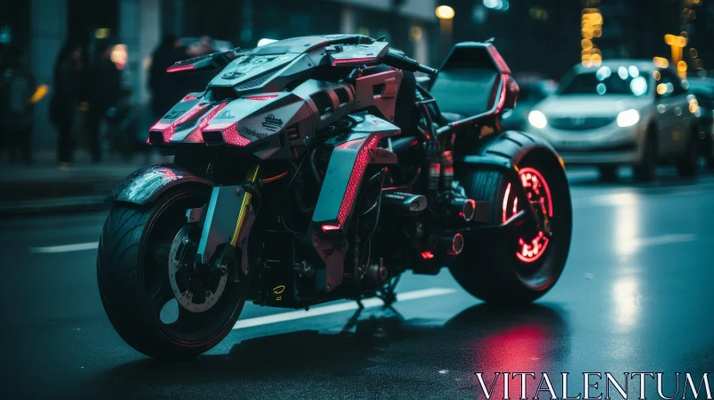 AI ART Dark Futuristic Motorcycle in Urban Setting