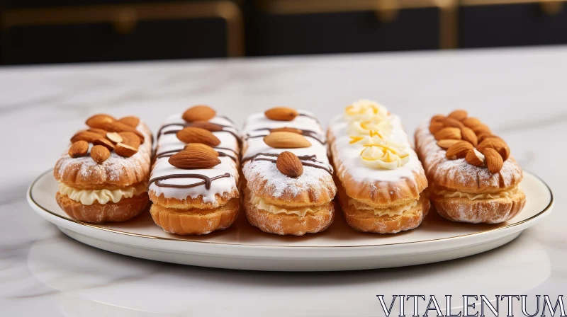 AI ART Delicious Eclairs on Marble Table