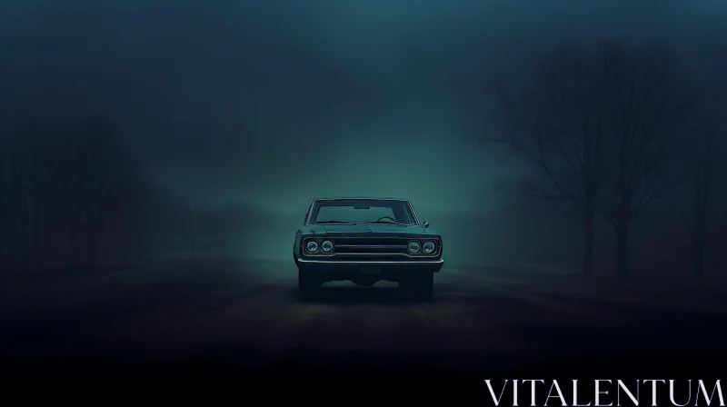 Enigmatic Classic Car Night Scene AI Image