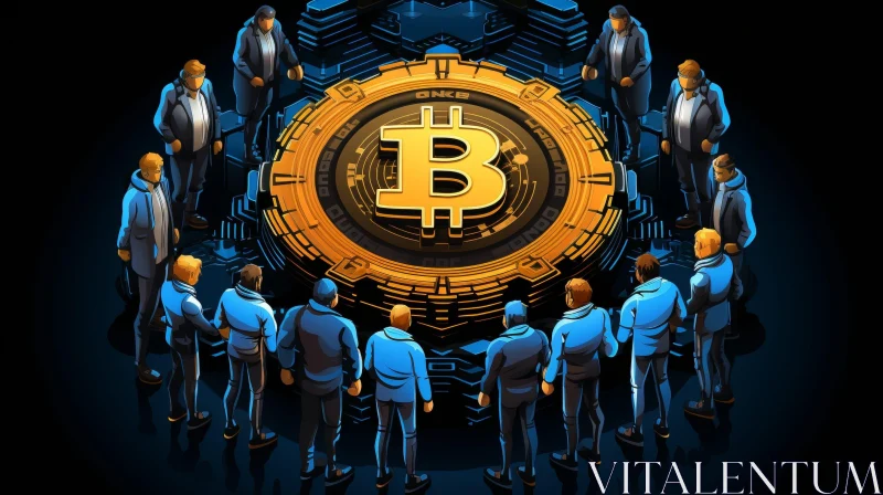 Golden Bitcoin Digital Illustration AI Image