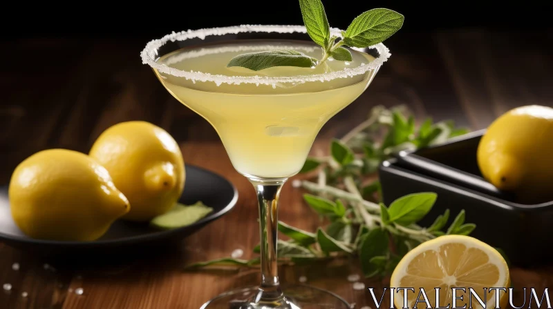 Refreshing Lemon Margarita Cocktail in a Coupe Glass AI Image