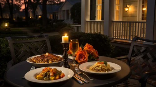Romantic Outdoor Dining Scene with Italianate Flair