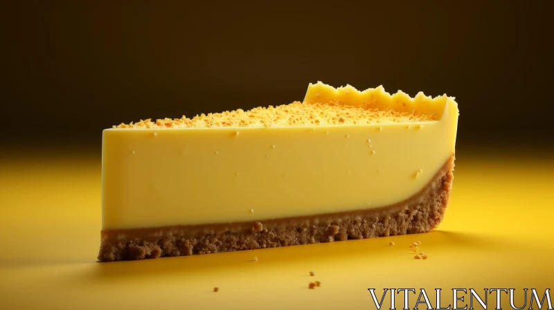 Tempting Cheesecake Slice on Yellow Background AI Image