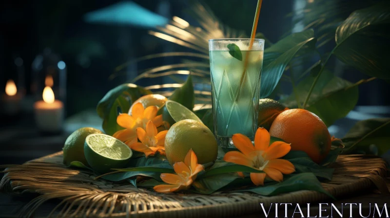 Tropical Drink Still Life AI Image