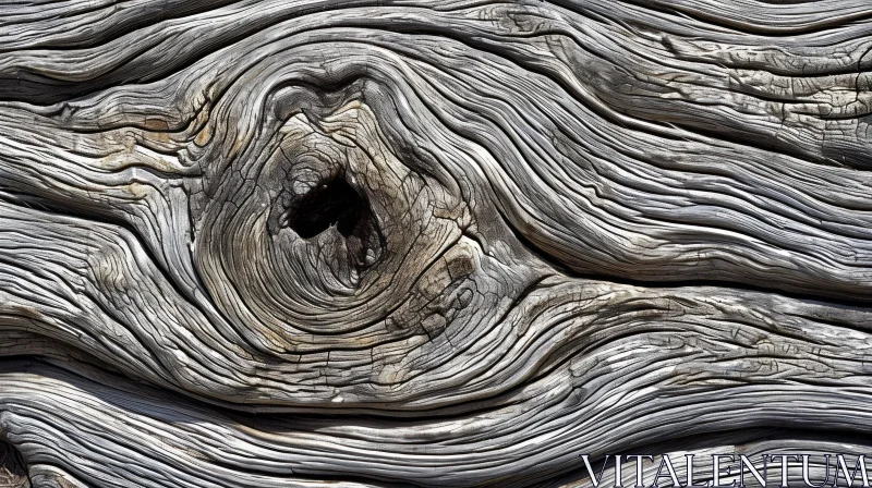 Weathered Piece of Wood with Knot and Rings AI Image