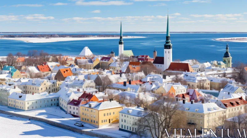 Winter Cityscape of Tallinn, Estonia AI Image