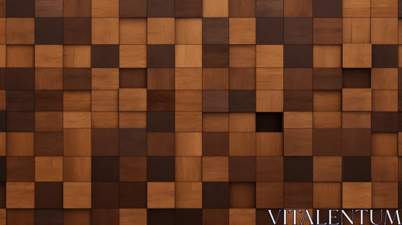 3D Wooden Wall Cubes Background AI Image