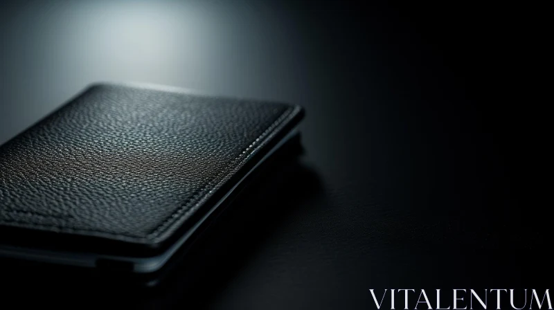 Black Leather Wallet Close-Up | Reflecting Light | Abstract Art AI Image