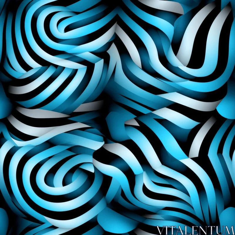 Blue and White Stripes Seamless Pattern on Black Background AI Image