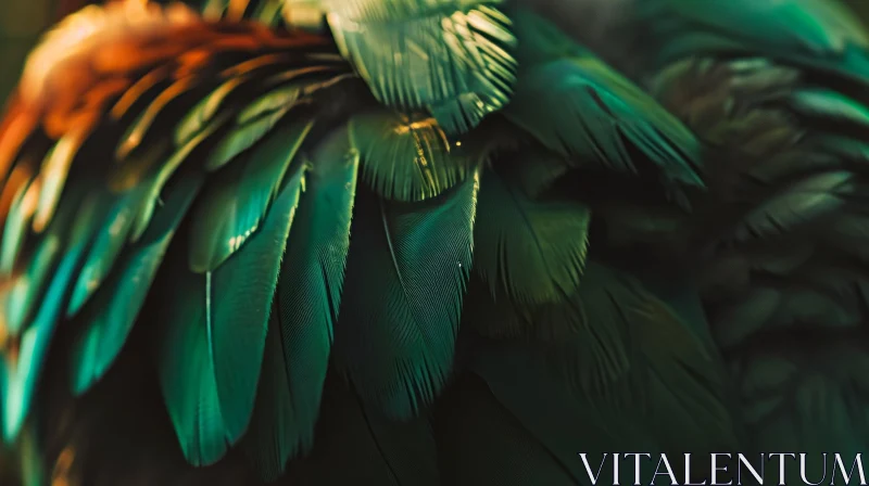 Close-up Parrot Feathers: Vibrant Green with Bluish Tint AI Image