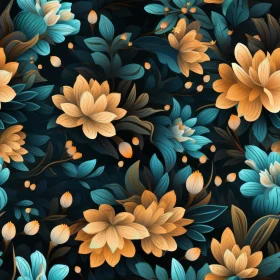 Elegant Floral Pattern on Dark Blue Background