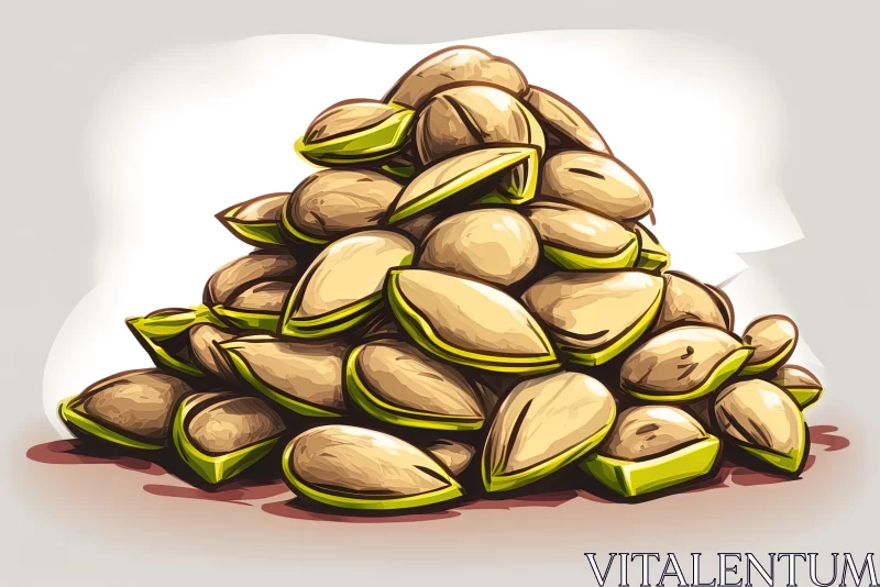 Playful Illustration of a Pile of Pistachio Nuts | Creative Commons AI Image