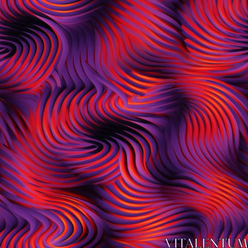 Red and Purple Waves Seamless Pattern - Unique Design Element AI Image